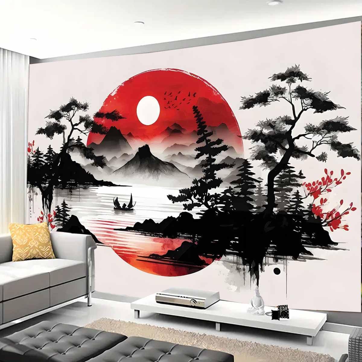 Wall Scroll Tapestry - Japanese Mountain Landscape Tapestry Wall Mural