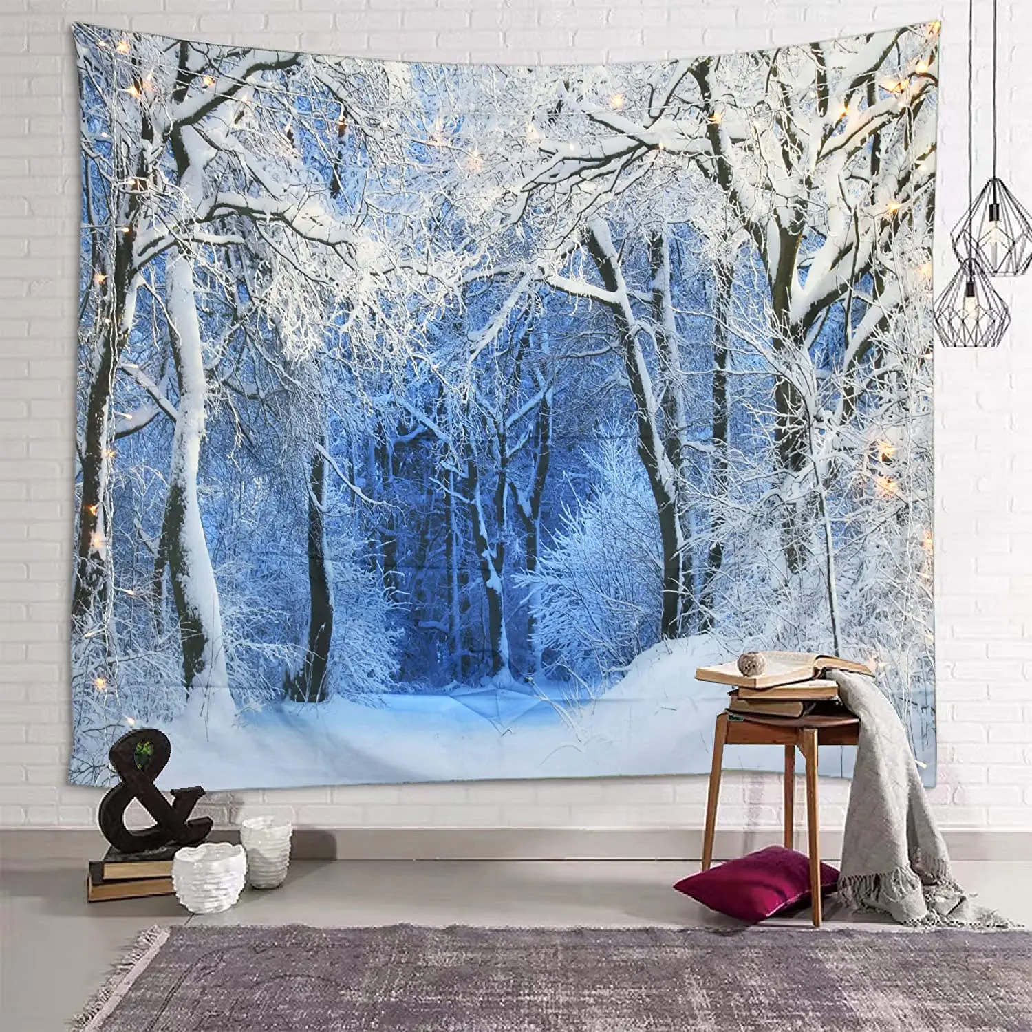 Wall Scroll Tapestry - Christmas Tapestry Wall Hanging Nature White